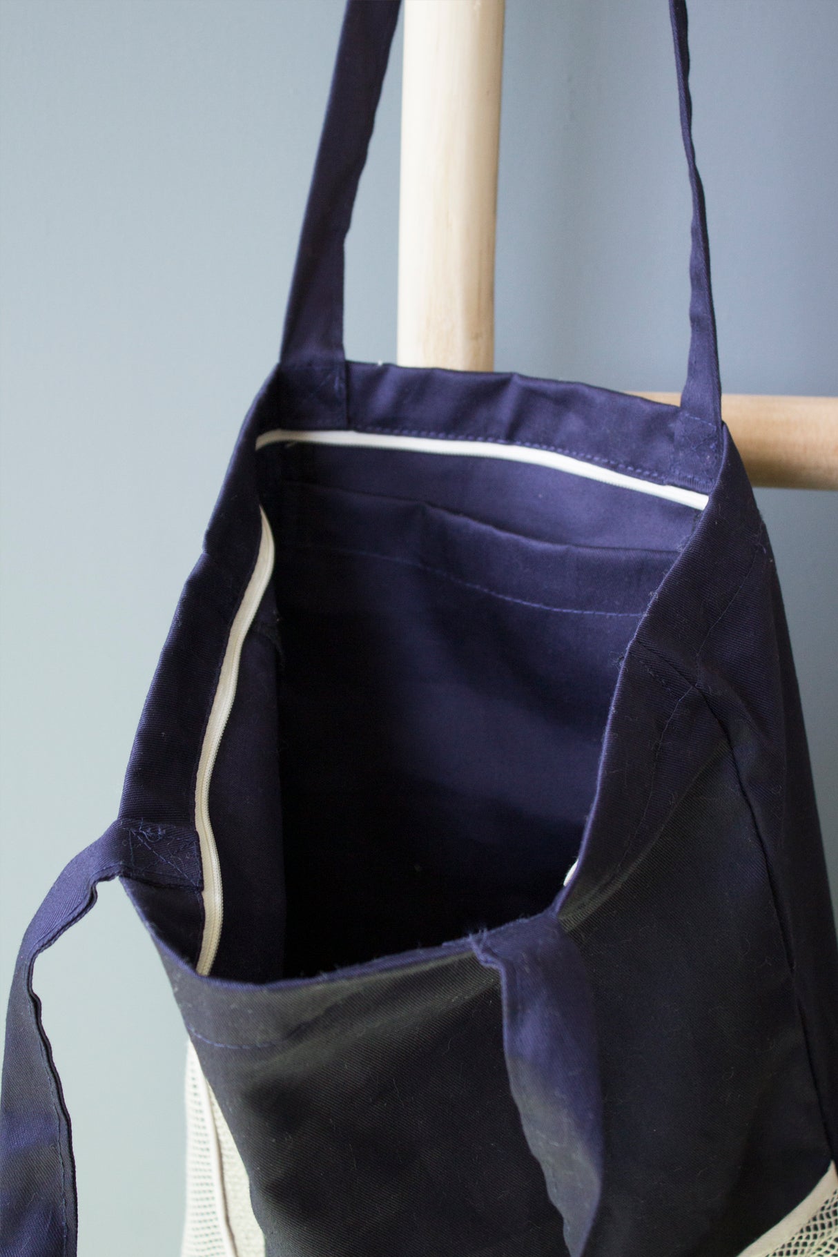 Torba shopper materiałowa siatka metka ALLBAG Granatowa