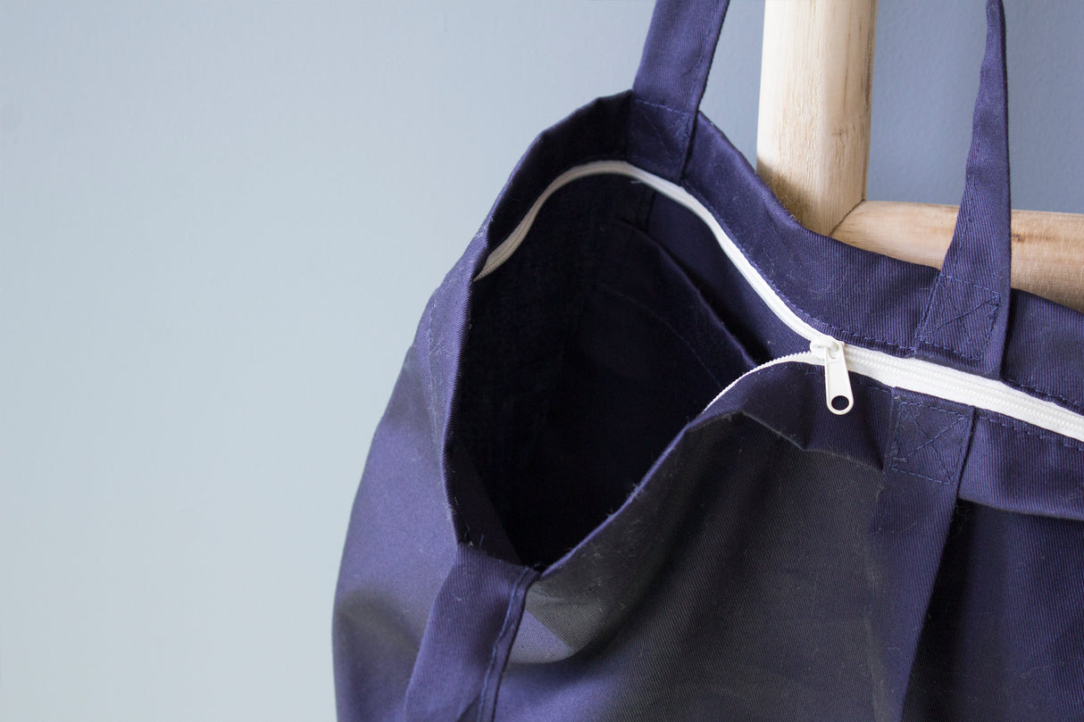 Torba shopper materiałowa siatka metka ALLBAG Granatowa