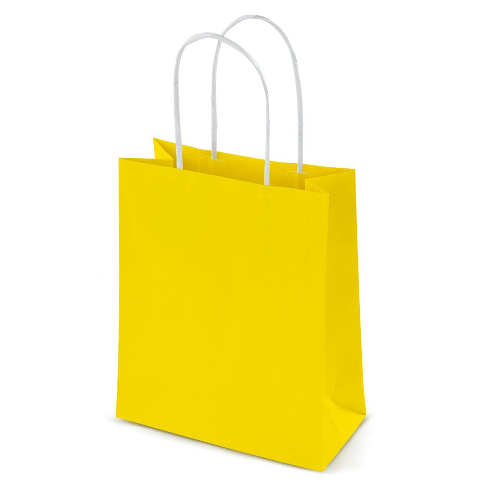 Torba papierowa z uchwytem skręcanym 180x80x220mm Żółta Premium