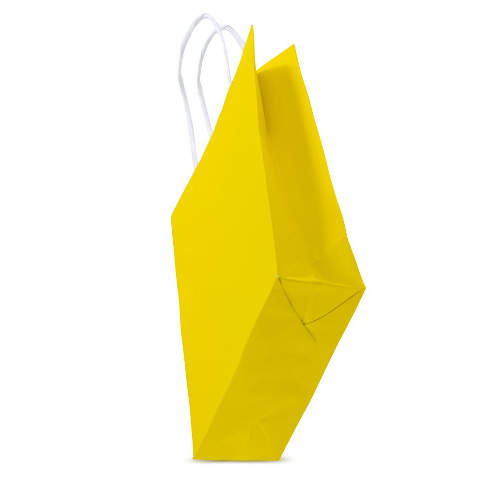Torba papierowa z uchwytem skręcanym 180x80x220mm Żółta Premium