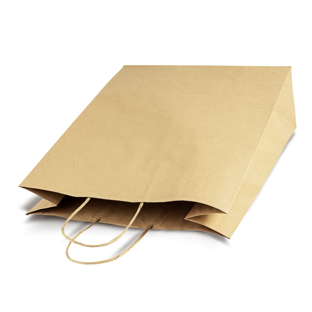 Torba papierowa z uchwytem skręcanym 300x120x400mm Brązowa Premium