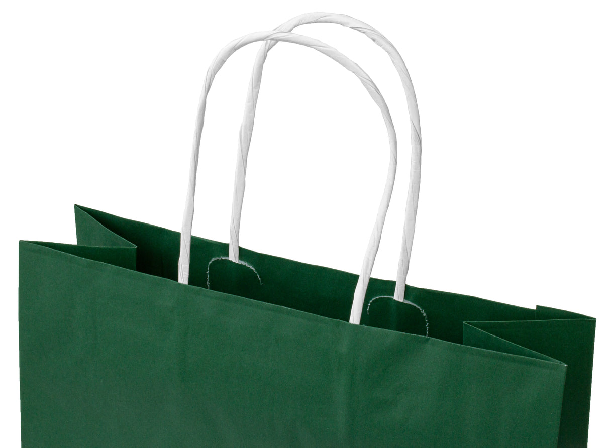 Torba papierowa z uchwytem skręcanym 240x100x340mm Ciemnozielona Premium