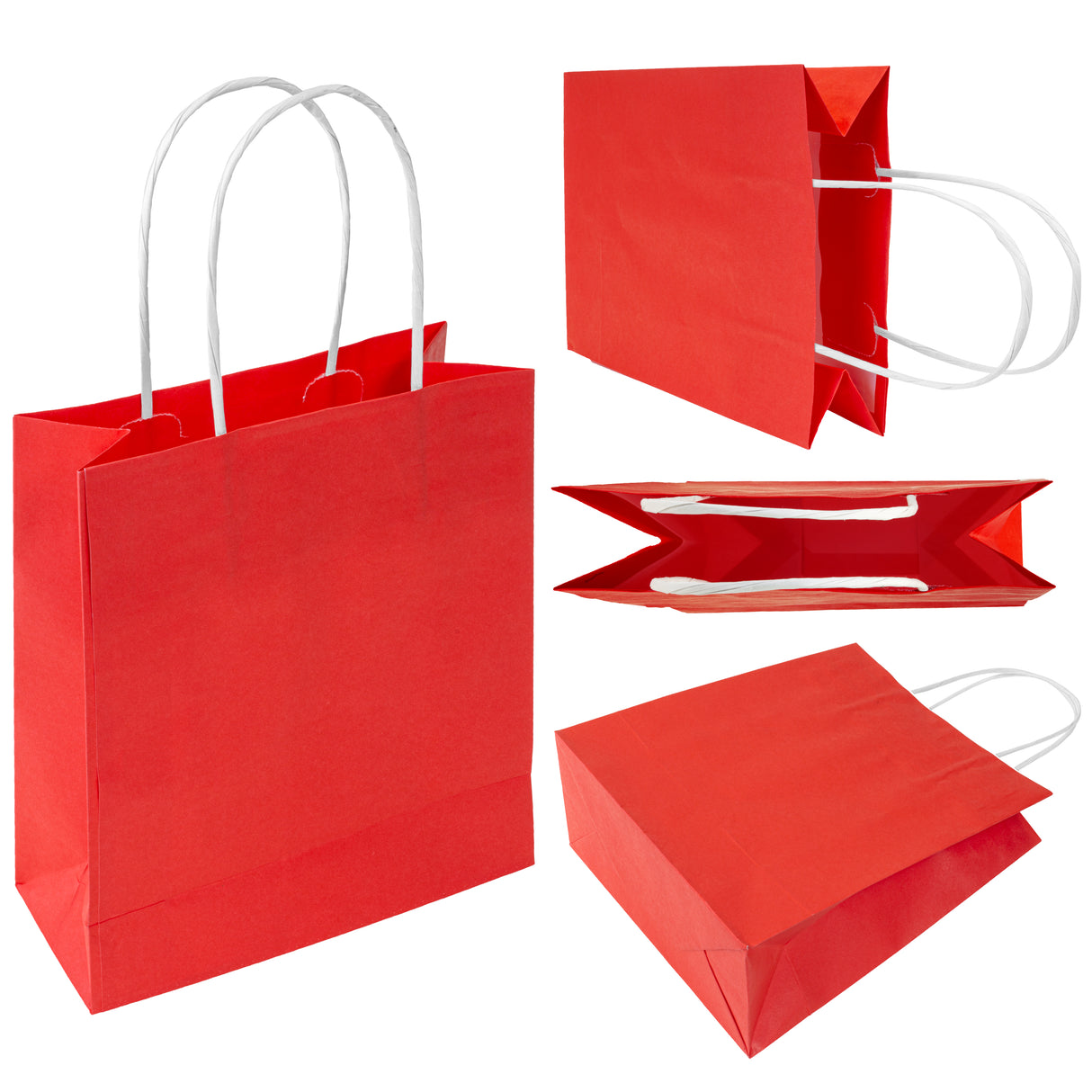 Torba papierowa z uchwytem skręcanym 180x80x220mm Czerwona Premium