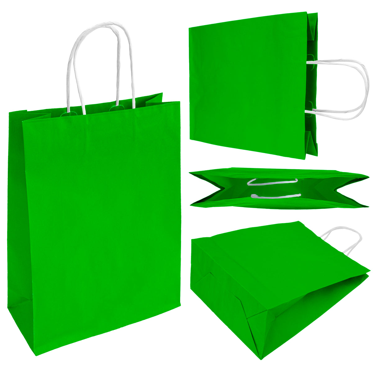 Torba papierowa 240x100x340mm z uchwytem skręcanym jasnozielona Premium