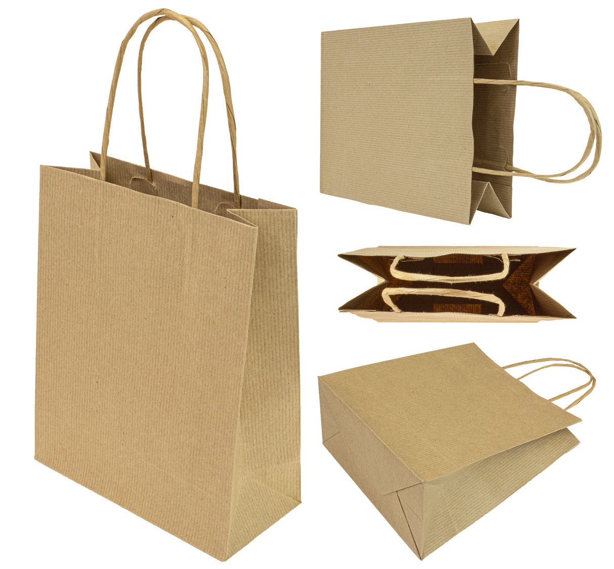 Torba papierowa z uchwytem skręcanym 180x80x220mm Brązowa Premium