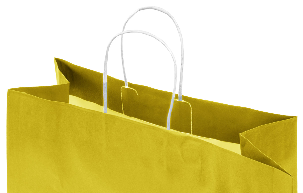 Torba papierowa z uchwytem skręcanym 350x150x400mm Żółta Premium