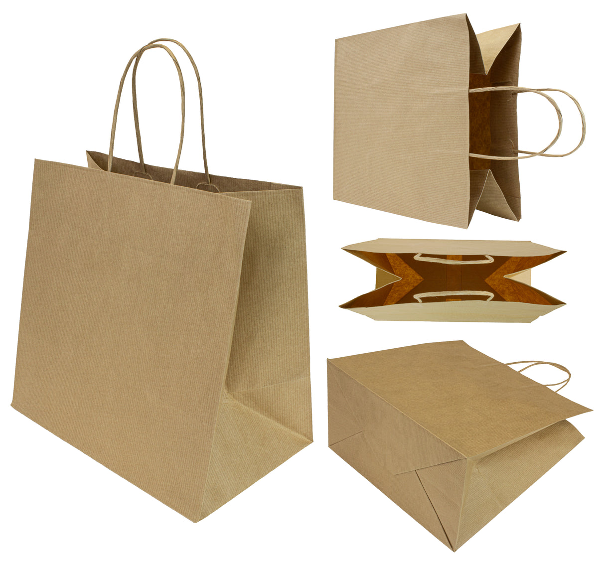 Torba papierowa 260x150x250mm z uchwytem skręcanym Premium - BRĄZOWA