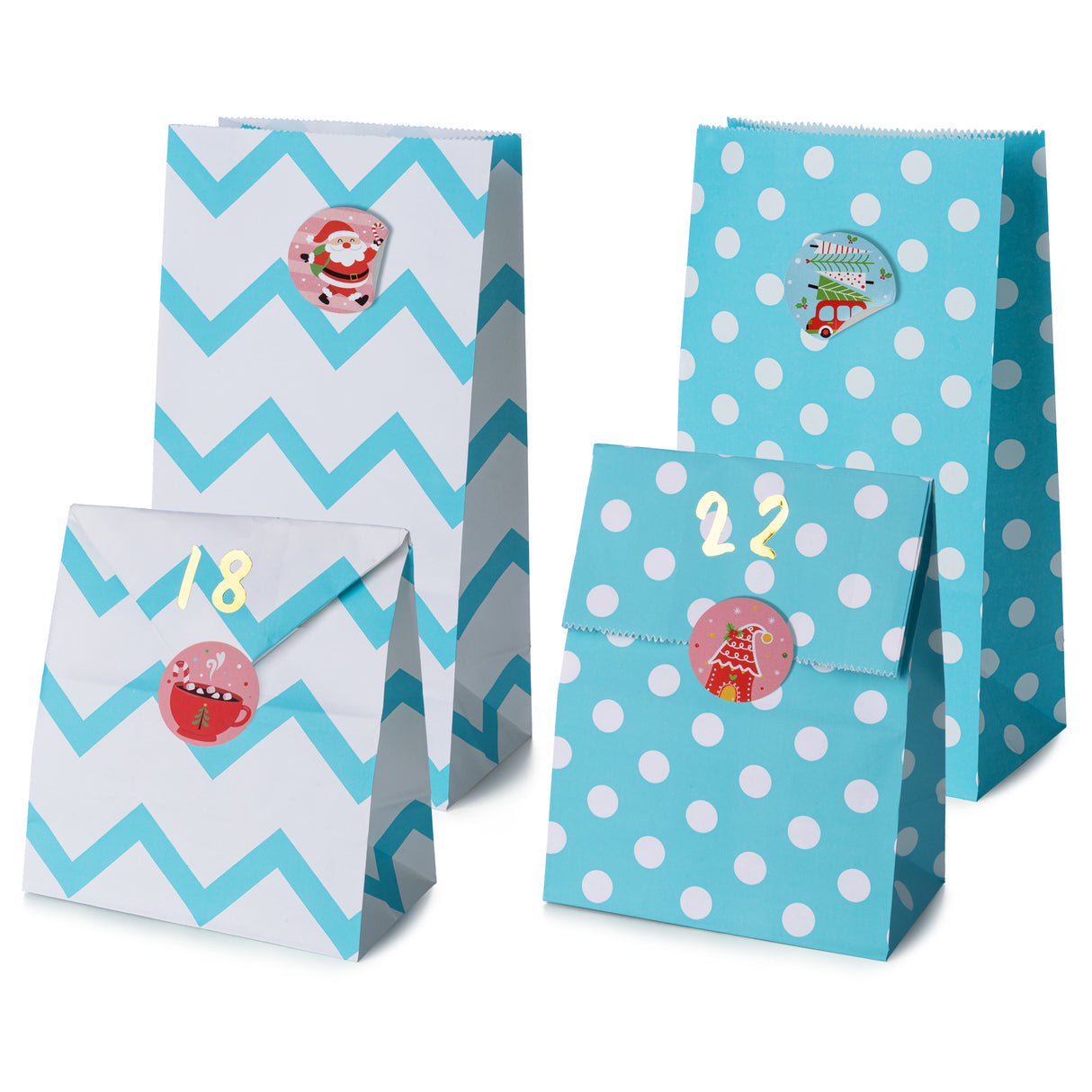 Papierowy kalendarz adwentowy 130x80x240mm Biało Niebieski