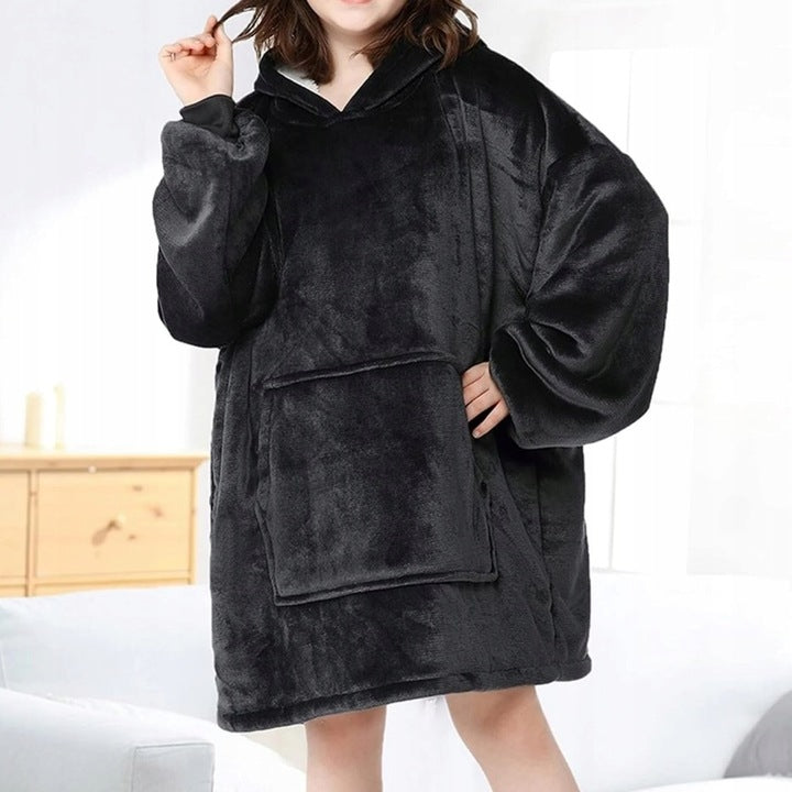 Kocobluza Gruba Czarna Szlafrok OVERSIZE