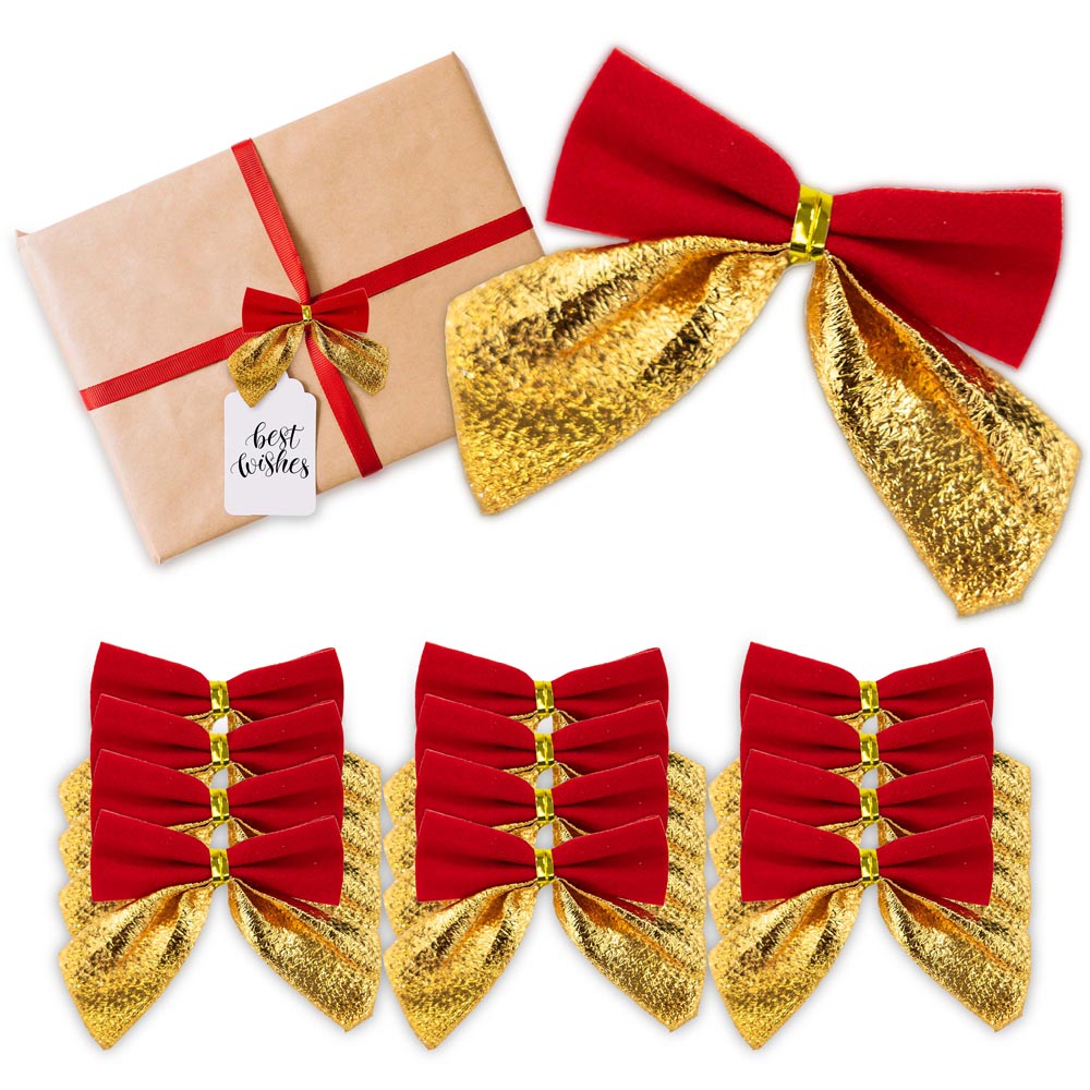 Kokardki świąteczne Czerwono-złote