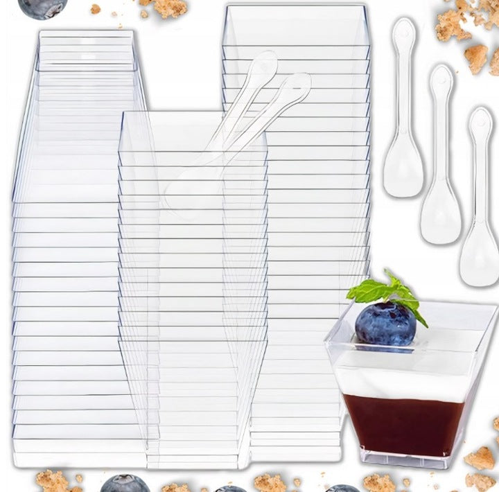 Pucharki do deserów 58ml 50szt + łyżeczki 50szt.