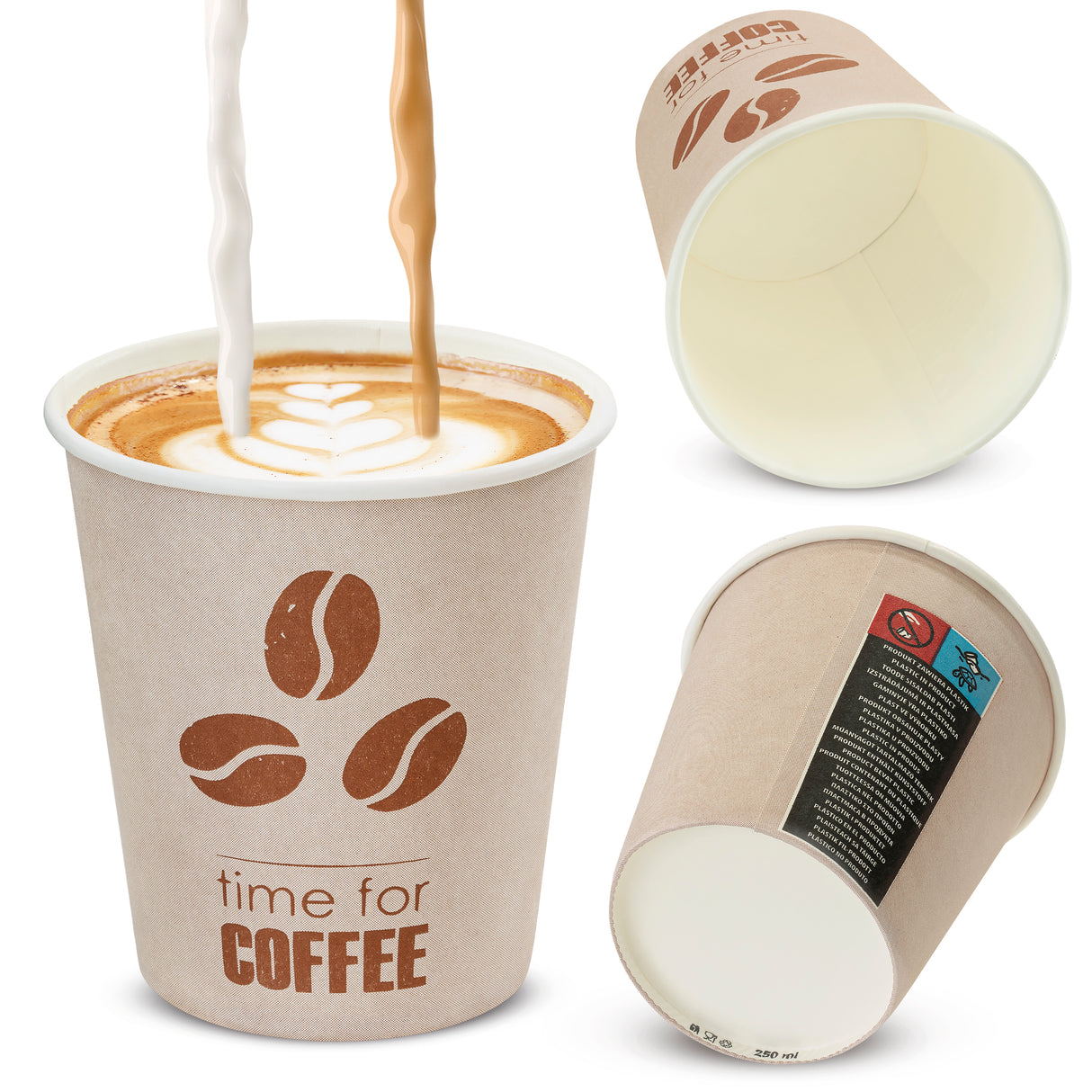 Kubeczki papierowe zestaw ABSTRAKCJA 250ml 100szt.