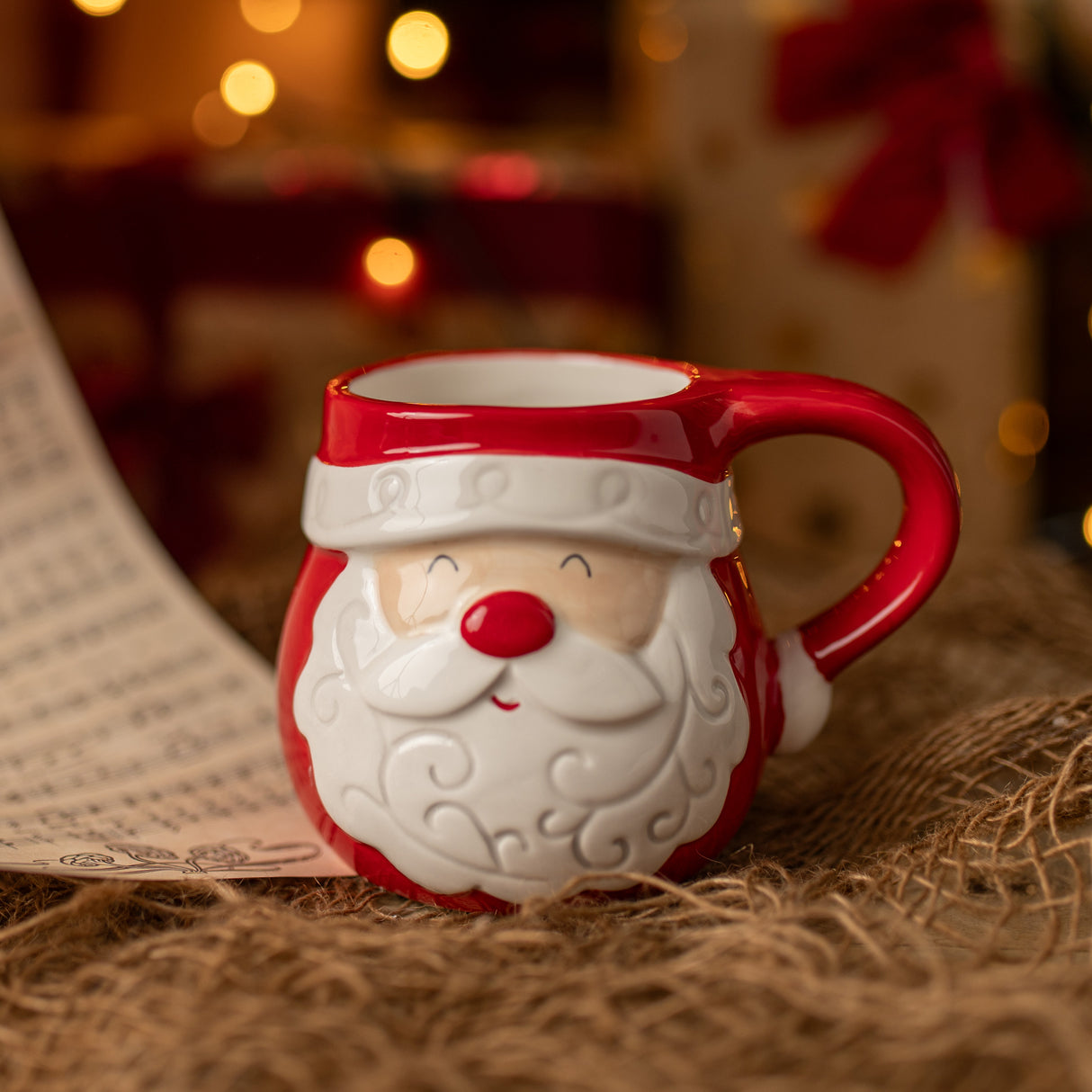 Ceramiczny kubek świąteczny z motywem Mikołaja 350ml