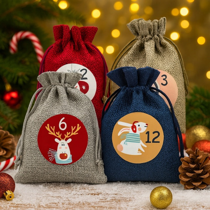 Kalendarz Adwentowy z woreczkami jutowymi