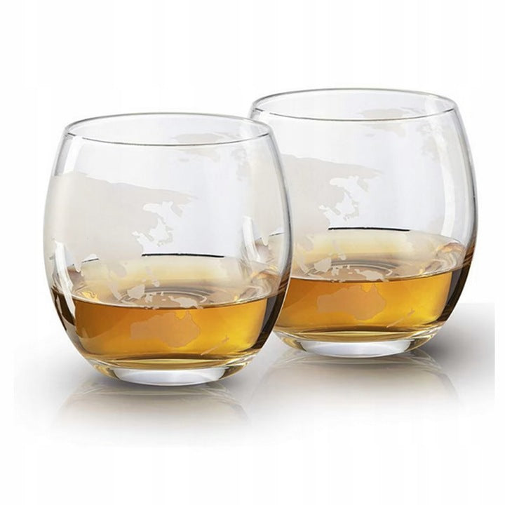 Karafka globus na stojaku z 2 szklankami