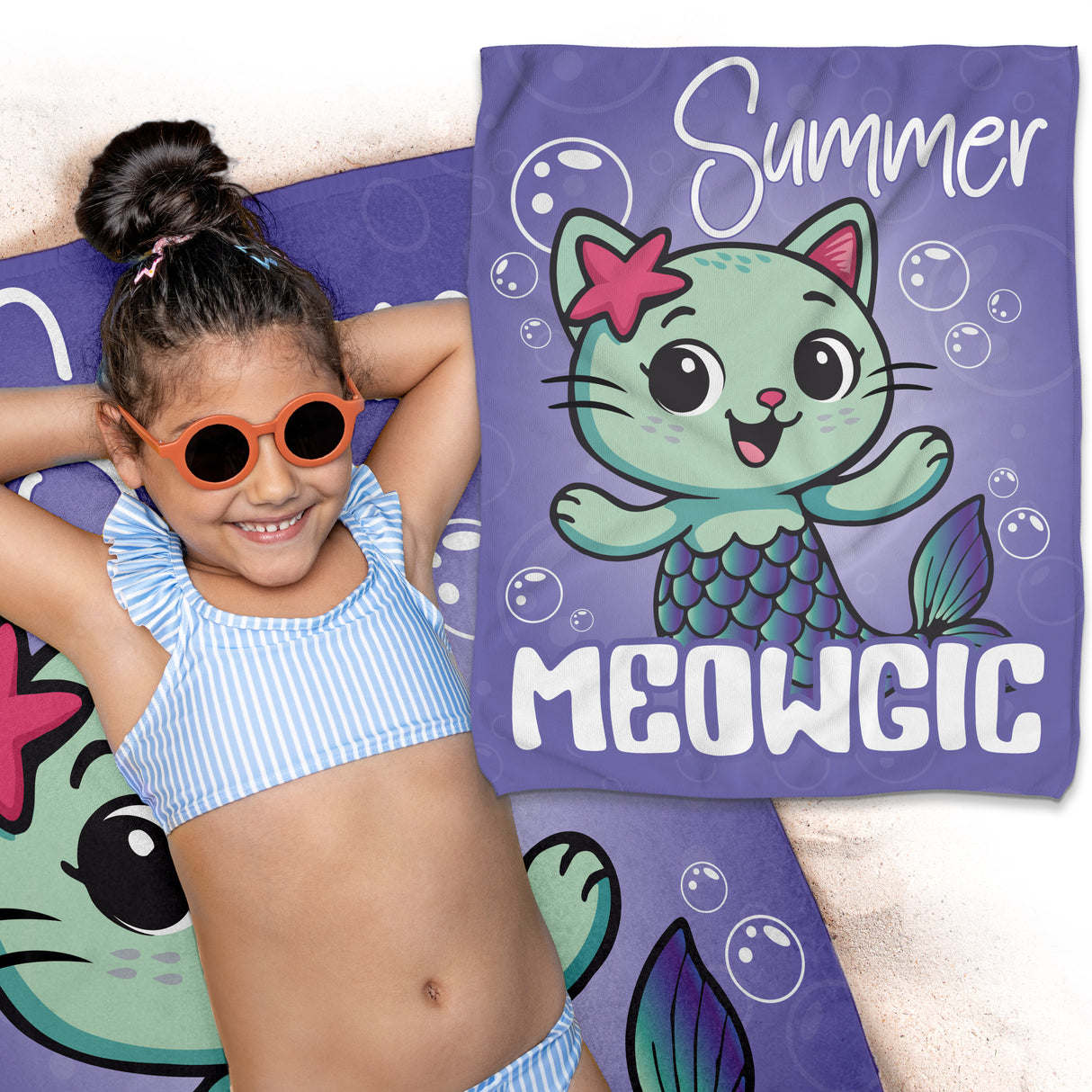 Ręcznik z Mikrofibry Dzięcięcy 60x75 Koci Domek GABI- SUMMER MEOWGIG