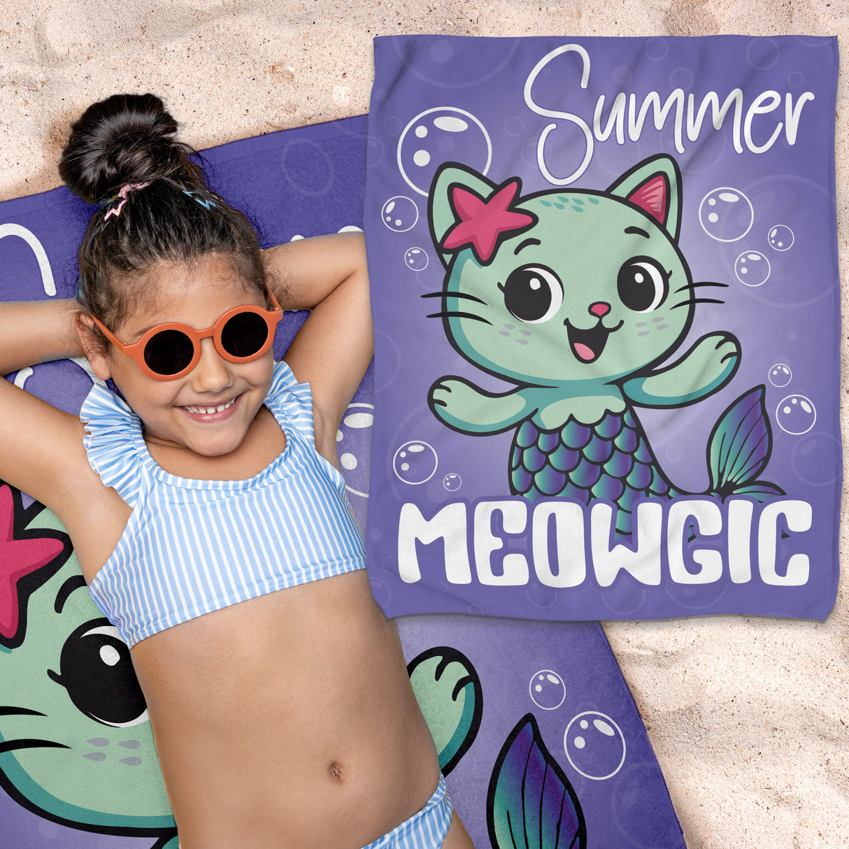 Ręcznik z Mikrofibry Dzięcięcy 60x75 Koci Domek GABI- SUMMER MEOWGIG