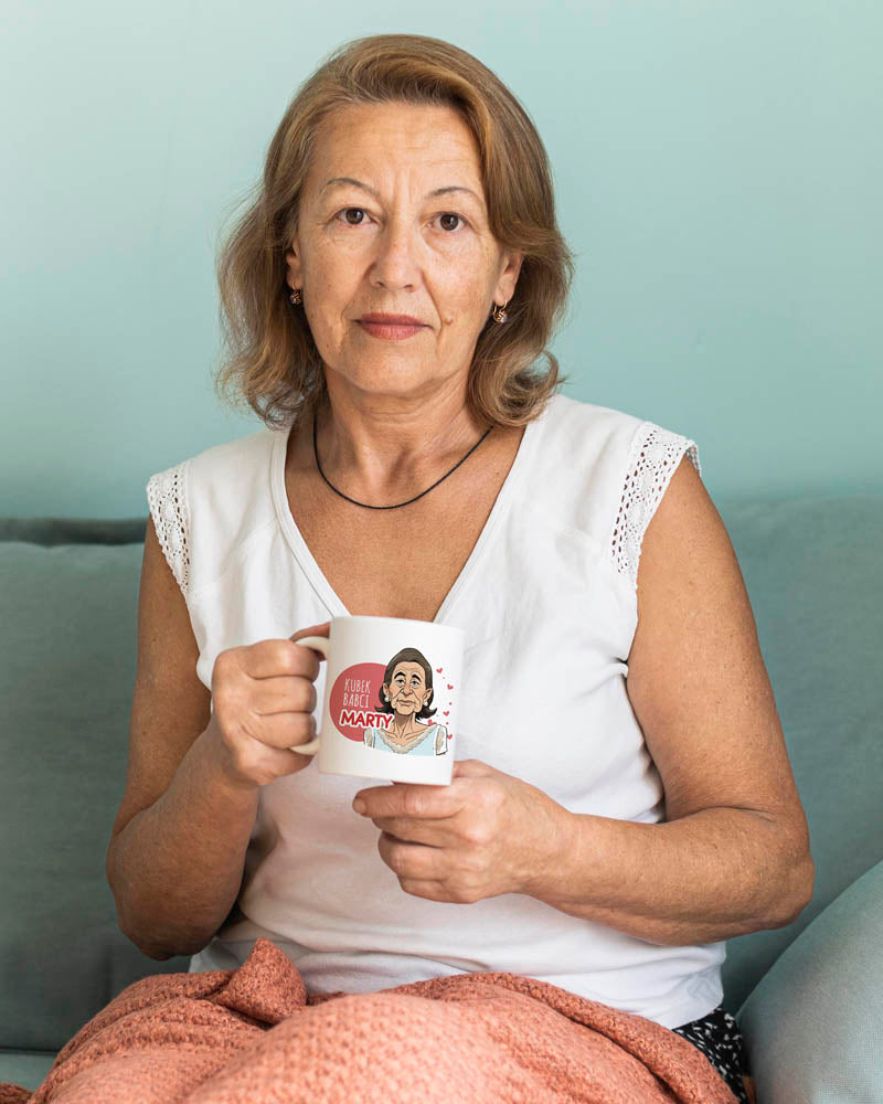 Kubek personalizowany Karykatura Prezent na Dzień Babci Biały 330 ml