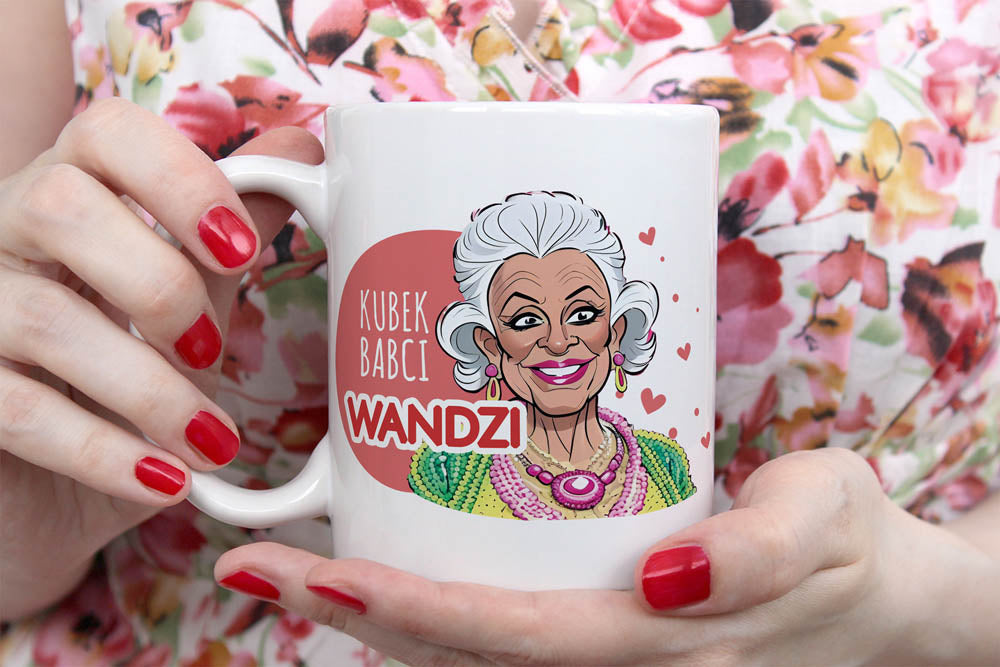 Kubek personalizowany Karykatura Prezent na Dzień Babci Biały 330 ml