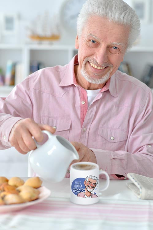Kubek personalizowany Karykatura Prezent na Dzień Dziadka Biały 330 ml