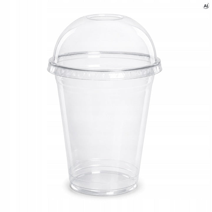 Kubki plastikowe z pokrywką kopułką 500ml