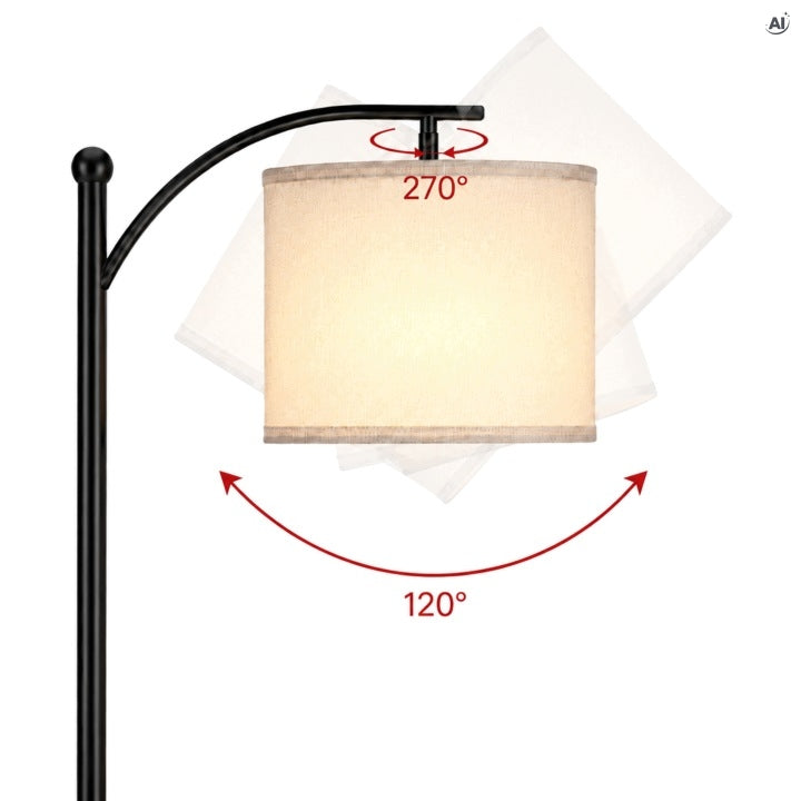 Lampa podłogowa stojąca czarna z abażurem 160cm