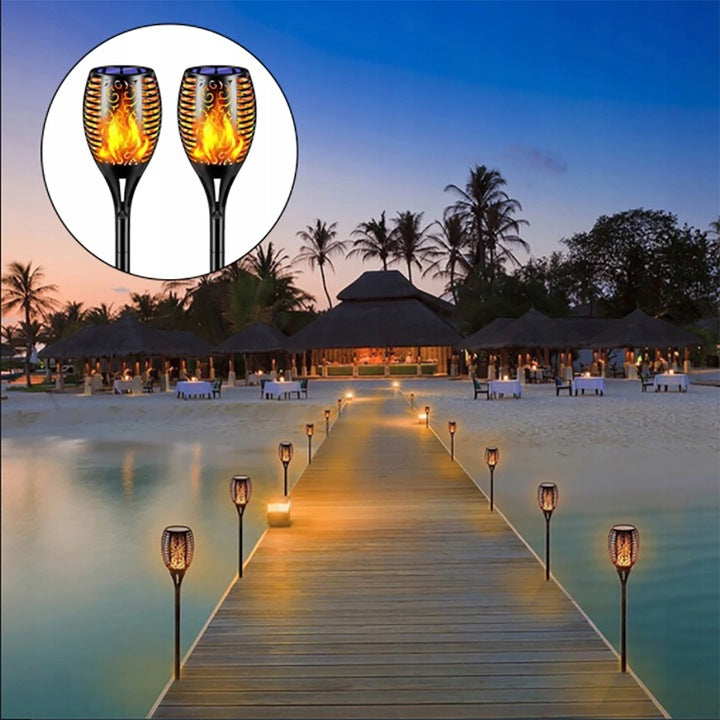 Lampa solarna LED POCHODNIA czarna efekt płomienia 4szt.