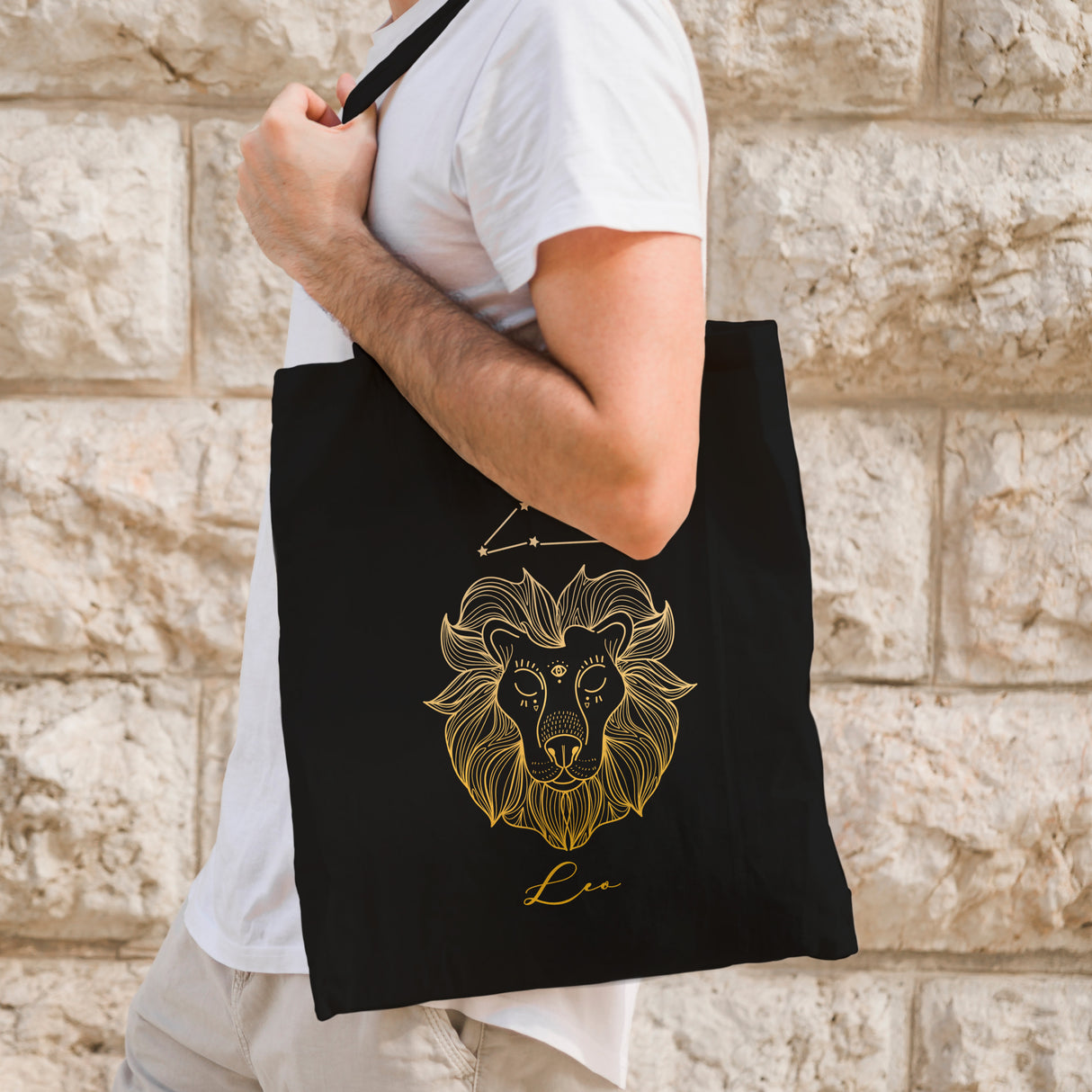 Torba bawełniana z nadrukiem Czarna LEW