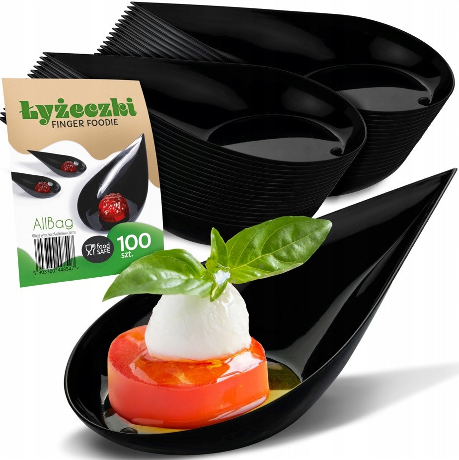 Łyżeczki Plastikowe Fingerfood Czarne 100 szt.