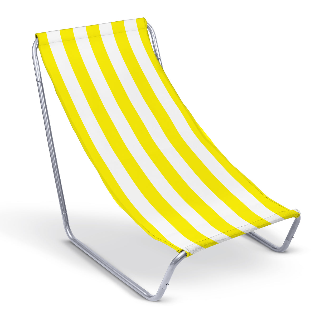 Leżak Plażowy Metalowy Kolorowe paski Żółty