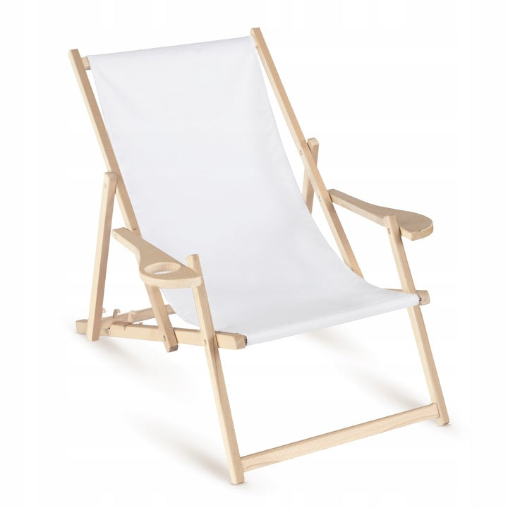 Leżak drewniany REKLAMOWY z podłokietnikiem