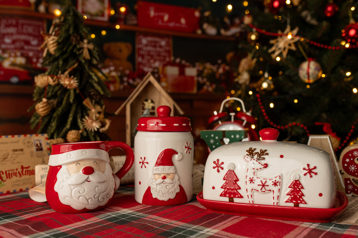 Ceramiczna maselniczka świąteczna z reniferem