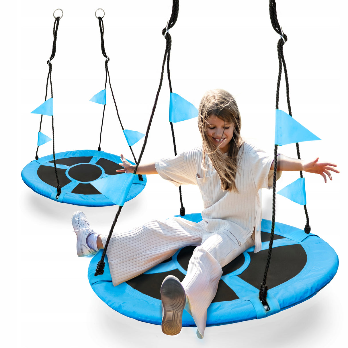 Huśtawka Ogrodowa dla Dzieci Niebieska Bocianie Gniazdo