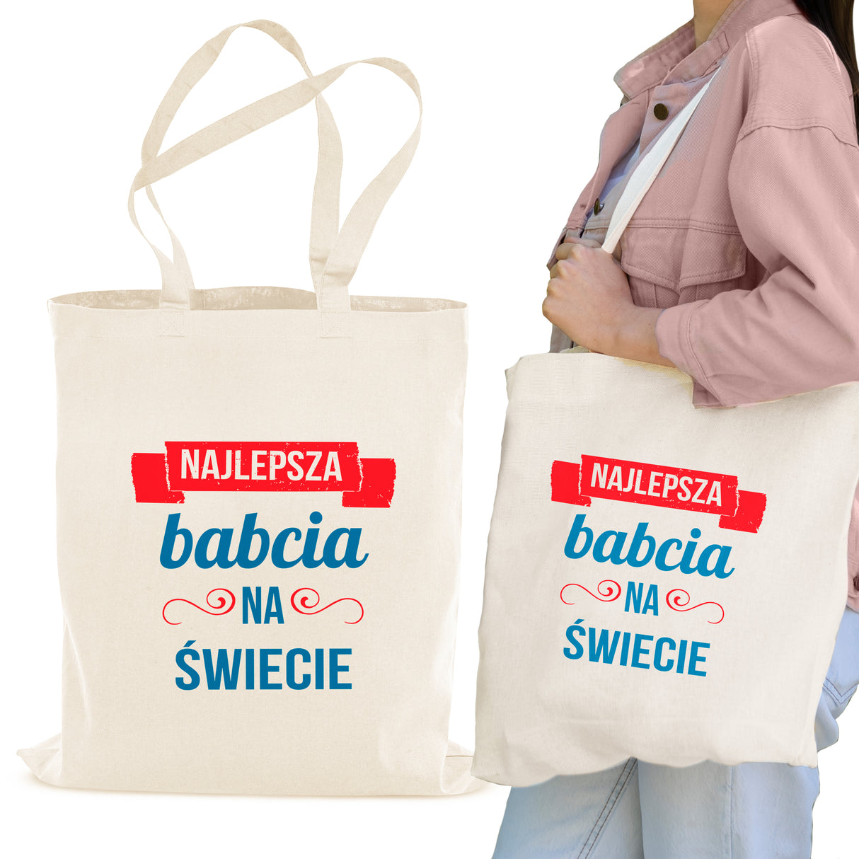 Torba Bawełniana Najlepsza Babcia na świecie Prezent na dzień babci Ecru