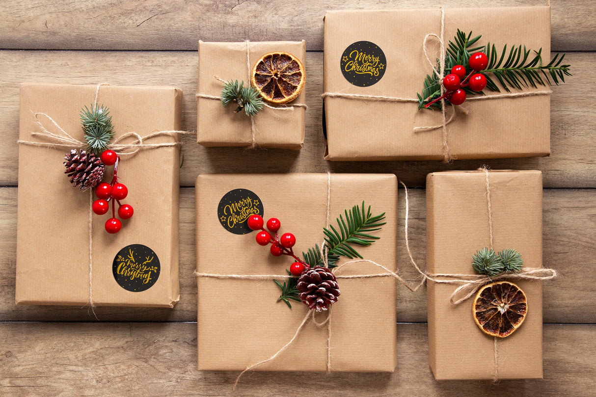 Naklejki Merry Christmas Czarno-złote