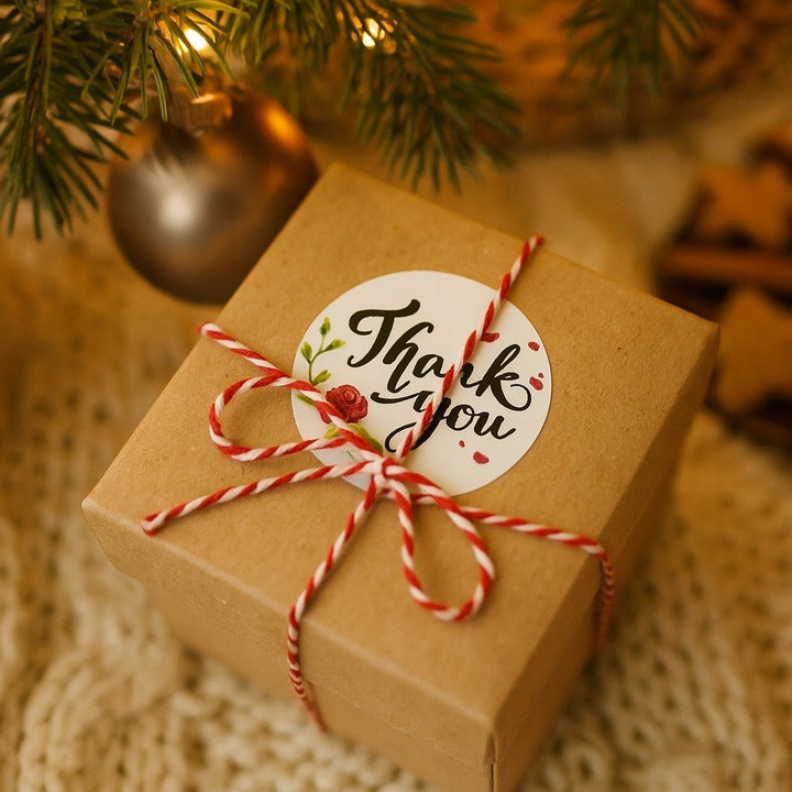 Naklejki Thank You kwiatowe białe