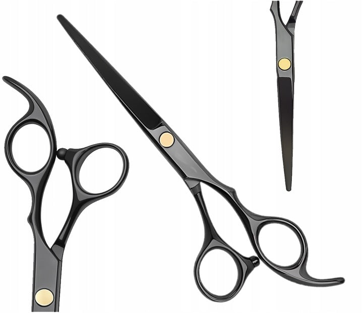 Profesjonalne nożyczki fryzjerskie czarne do włosów i brody