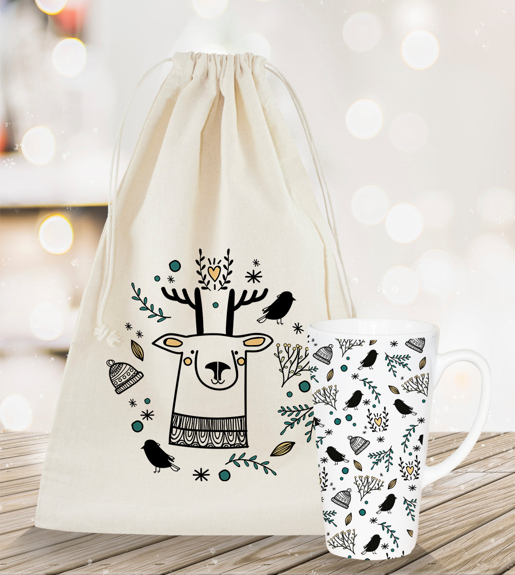 Zestaw świąteczny WOREK KUBEK renifer