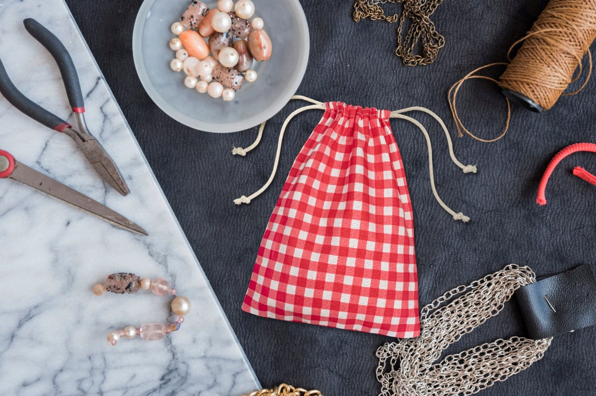 Worek Bawełniany 150x200m Kratka Czerwony