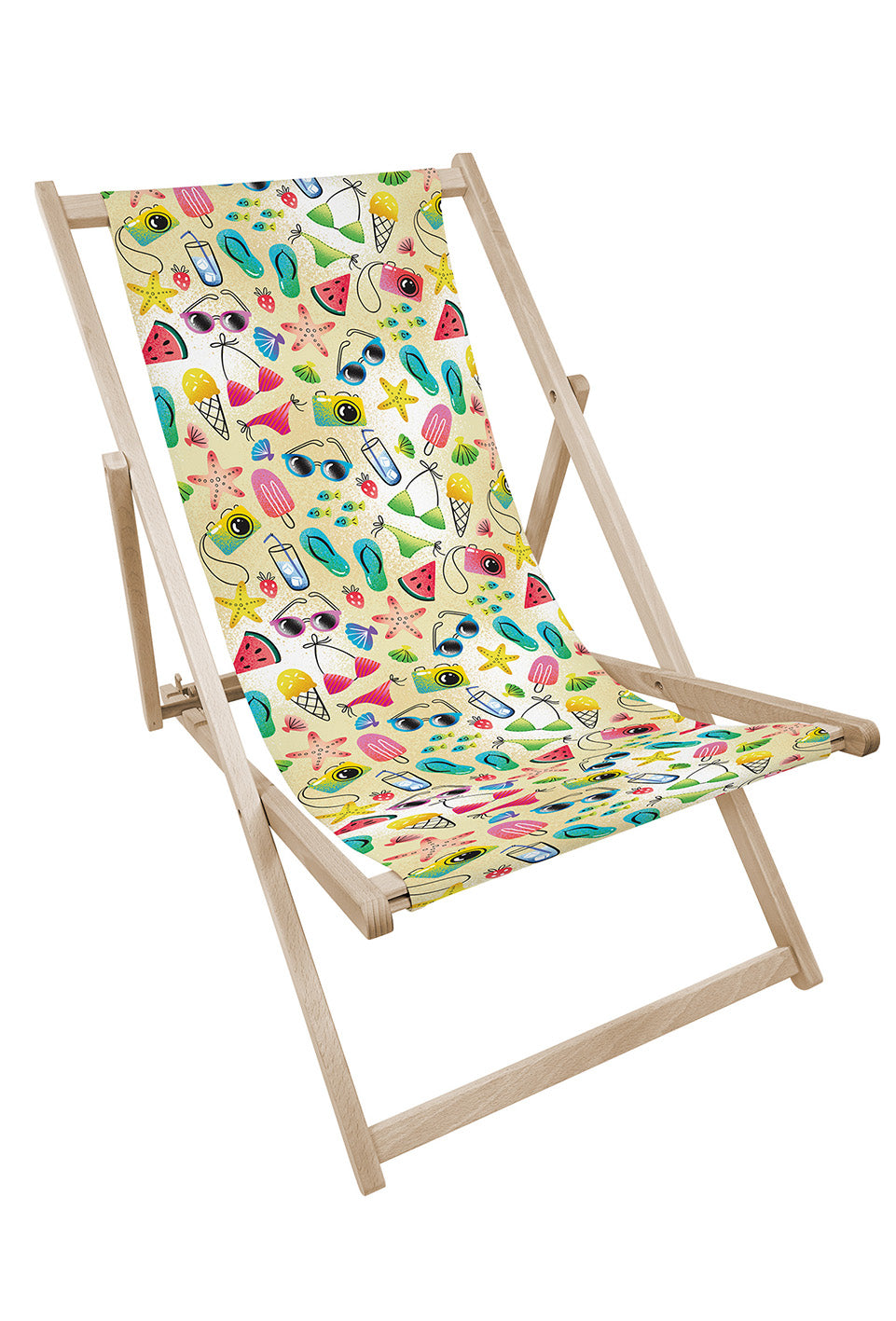 Leżak drewniany z nadrukiem PLAŻA SUMMER