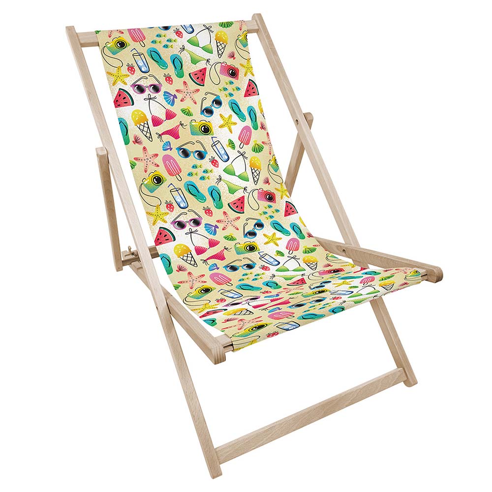 Leżak drewniany z nadrukiem PLAŻA SUMMER