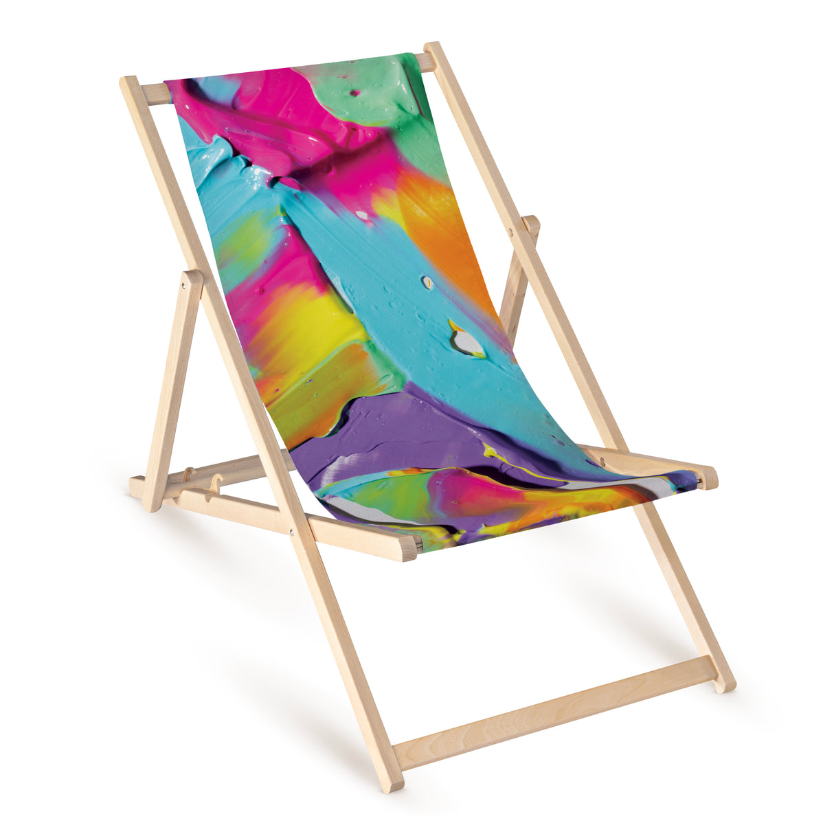 Leżak drewniany z nadrukiem ABSTRAKCJA KOLOROWA FARBA
