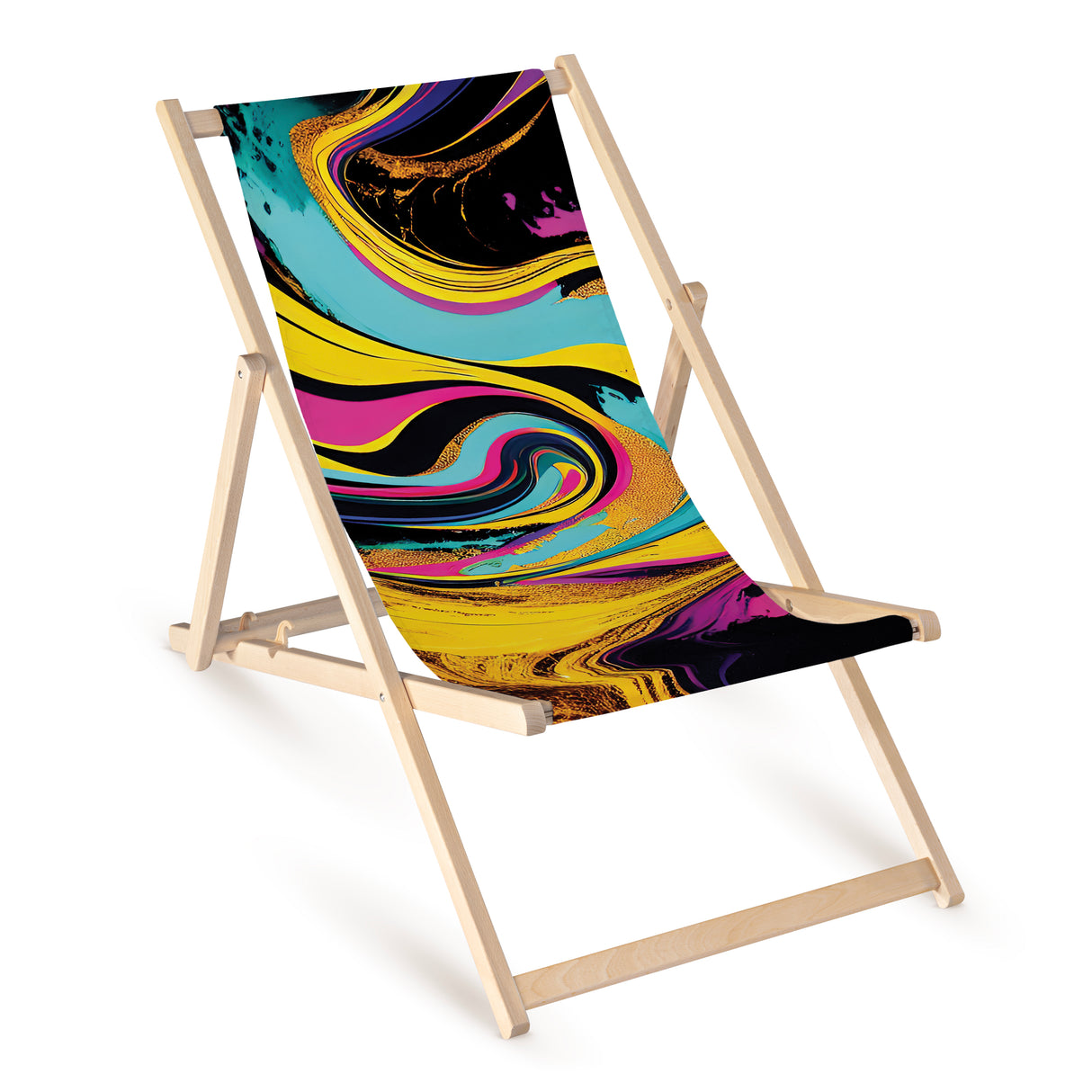 Leżak drewniany z nadrukiem ABSTRAKCJA PŁYNNE KOLORY