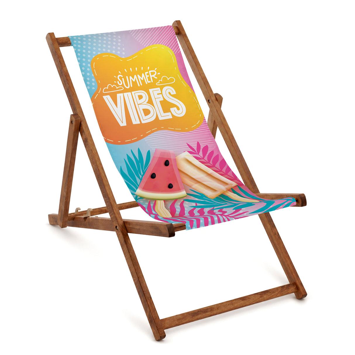 Leżak drewniany SUMMER VIBES - Brązowy stelaż olejowany PREMIUM