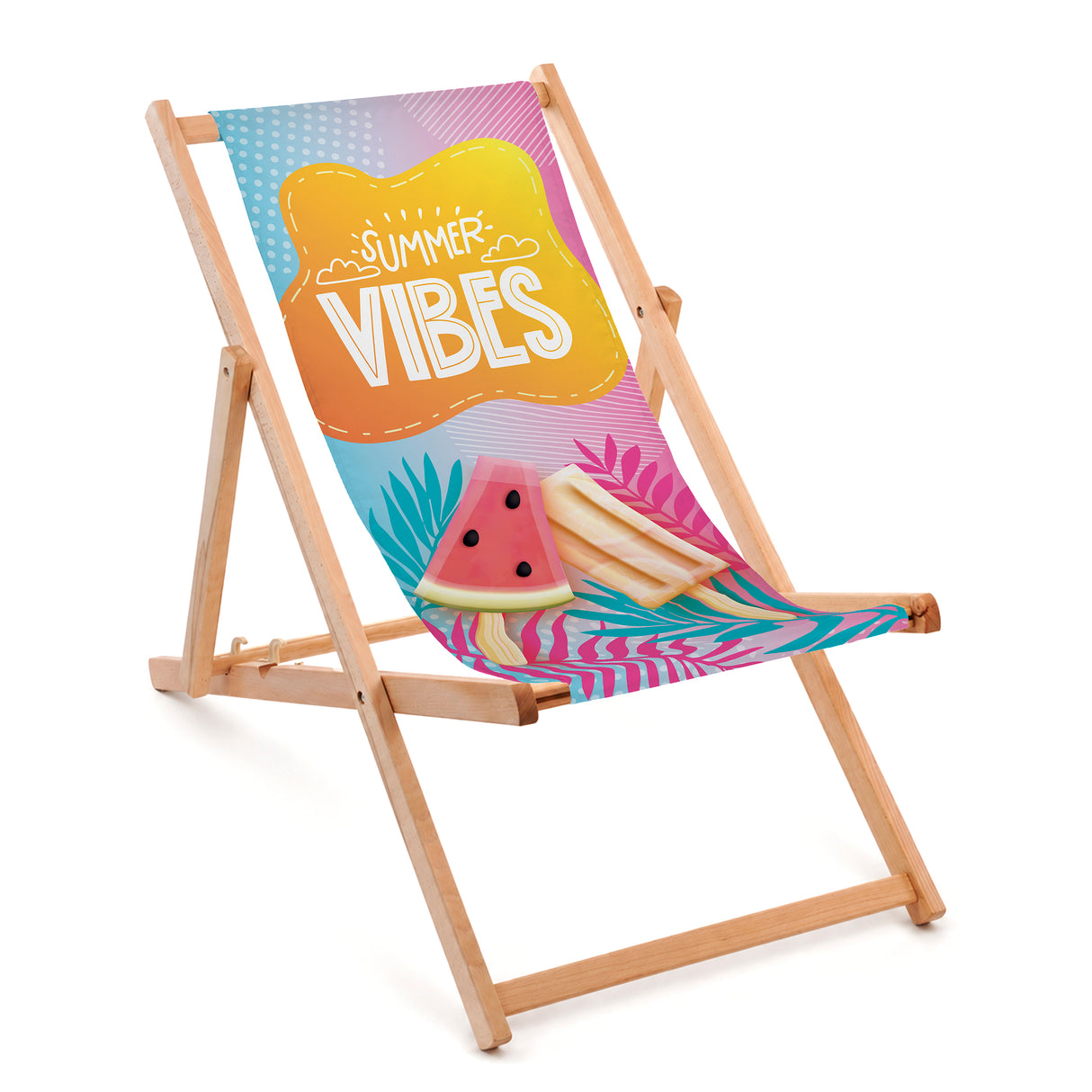 Leżak drewniany SUMMER VIBES - Naturalny stelaż olejowany PREMIUM