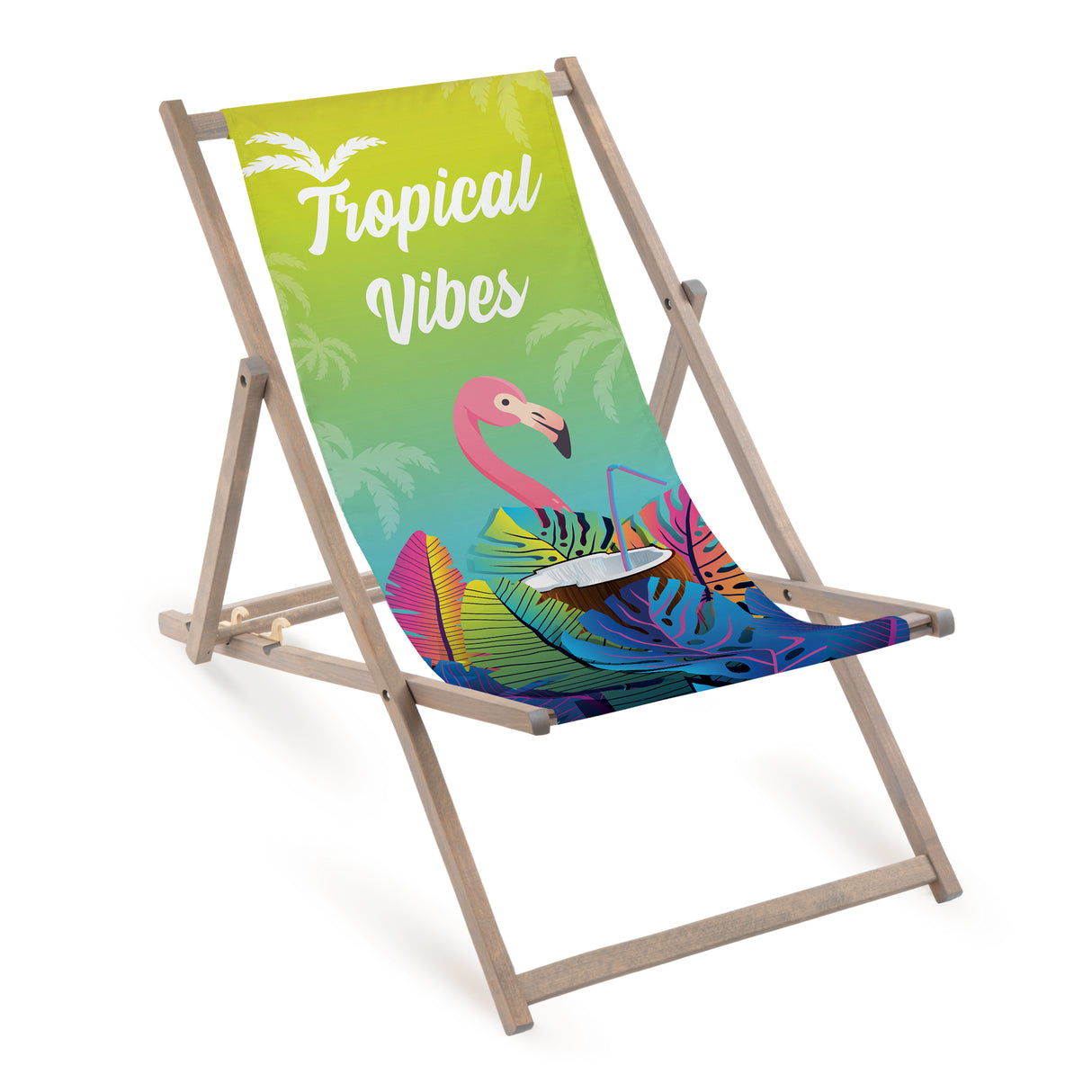 Leżak drewniany TROPICAL VIBES - Szary Stelaż