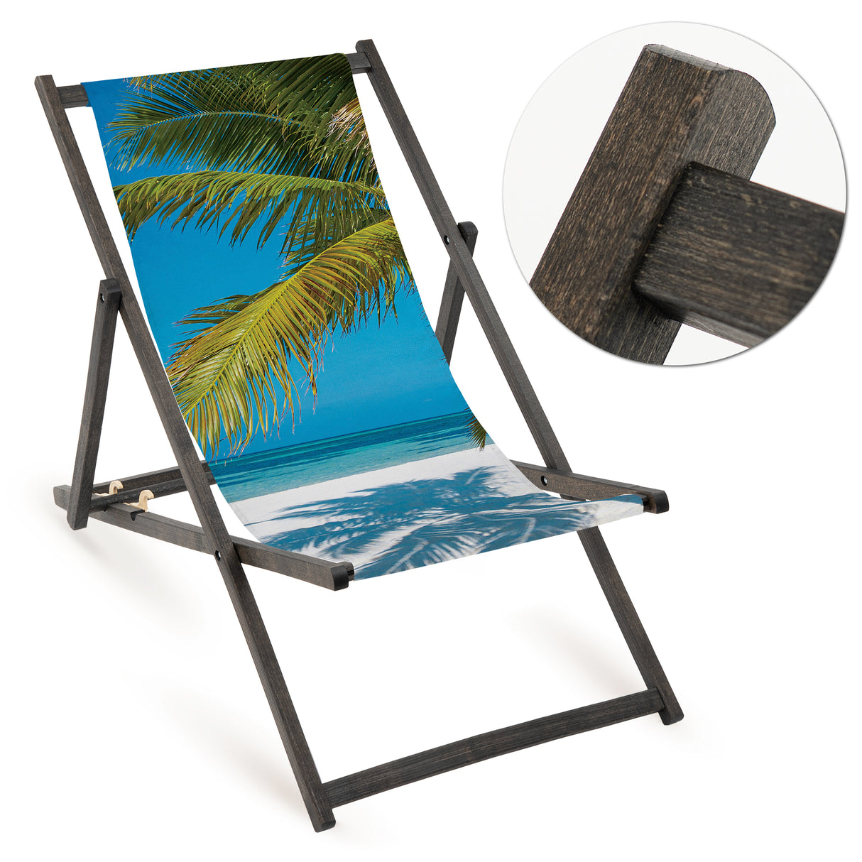 Leżak drewniany PALMY - Czarny Stelaż