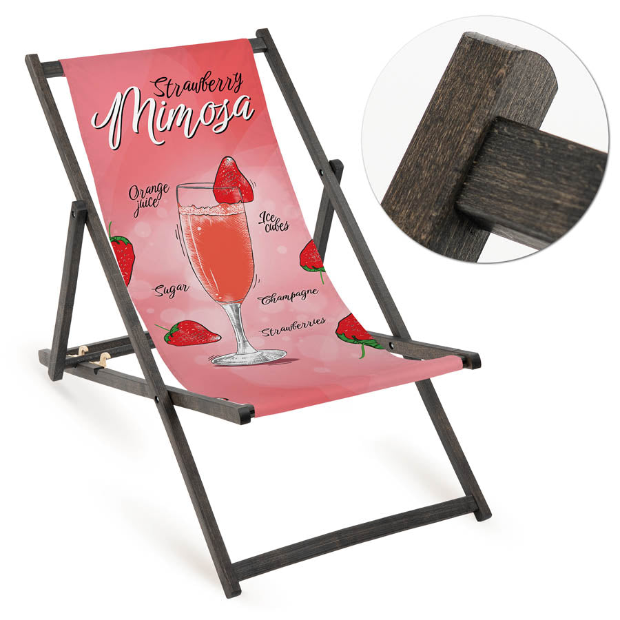 Leżak drewniany STRAWBERRY MIMOSA - Czarny Stelaż
