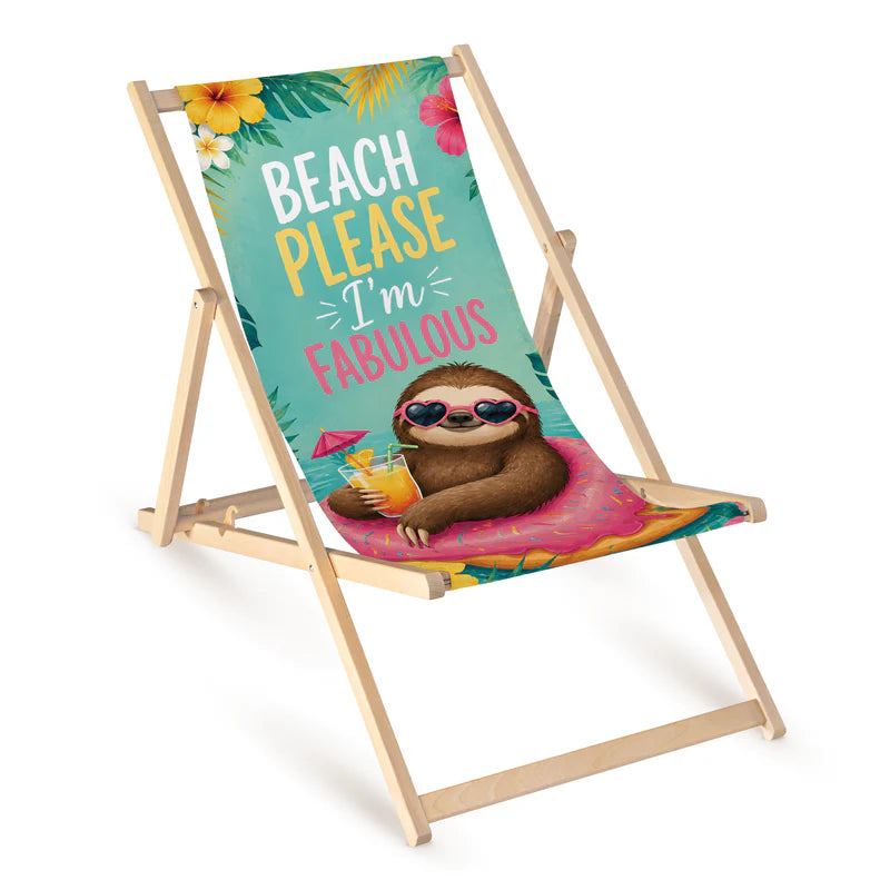 Leżak drewniany LATO BEACH PLEASE I'M FABULOUS