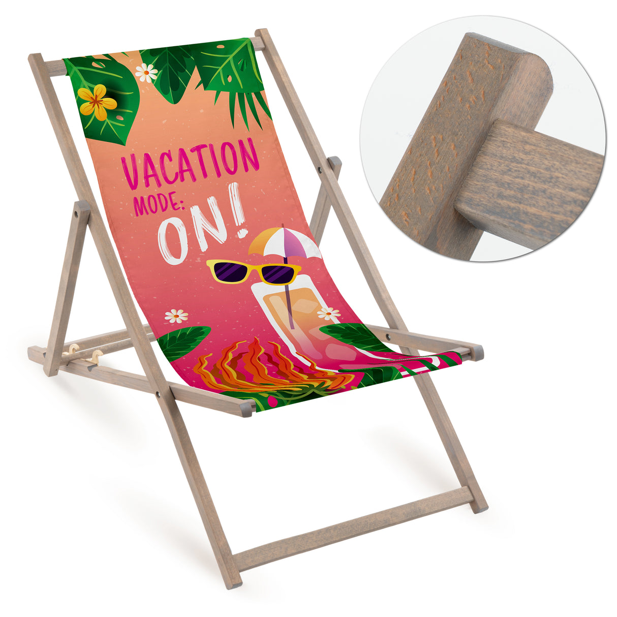 Leżak Drewniany VACATION MODE- Szary Stelaż